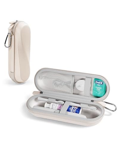 Image of ProCase Electric Toothbrush Travel Case for Oral-B Pro/iO/Smart & Philips Sonicare, Universal Water-Resistant Hard Protective Storage Bag with Mesh Pocket for Accessories -M,Beige