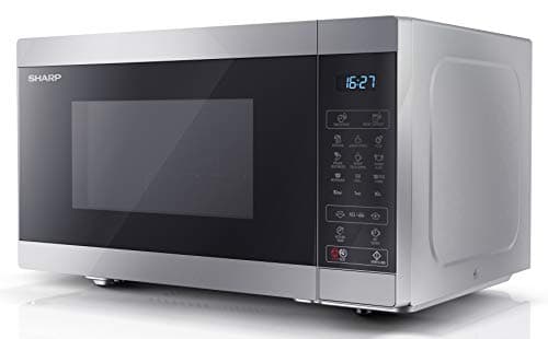 Image of SHARP YC-MG81U-S 28 Litre 900W Digital Microwave with 1100W Grill, 11 power levels, ECO Mode, defrost function, LED cavity light - Silver
