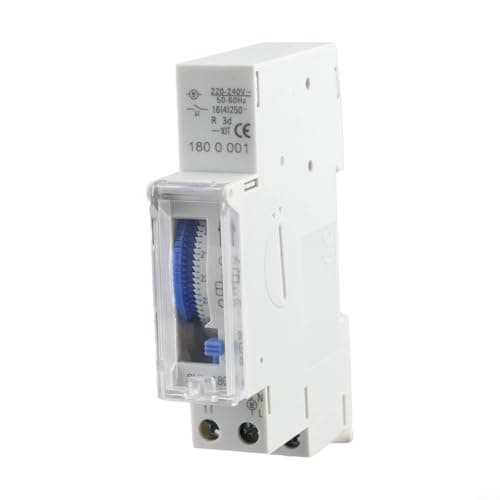 Image of BEAZOOM Analog Mechanical Timer 180A, DIN Rail Mounted Switch with 15-Min Settings, 72H Battery Backup, 16A 230V for Shop Window & Parking Lights