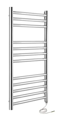 Image of Manissa Electric Boston Stainless Steel Towel Rail 500mm W x 800mm Bathroom Towel Radiator Warmer