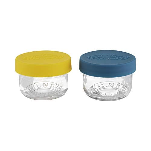 Image of Kilner Snack and Store Pots Set of 2 Glass Jars with Leak-Proof Silicone Lids 0.125 Litre Each Perfect for Seeds, Nuts, Fruit, Veggies and Snacks