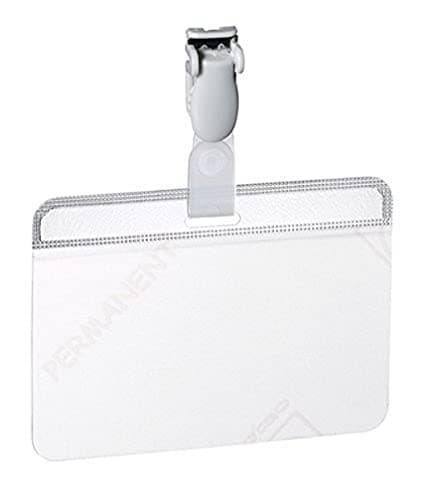 Image of Durable Self-Laminating Name Badge 54 x 90 mm with Plastic Clip Transparent | Pack of 25 Badges | Ideal for Business and ID Cards