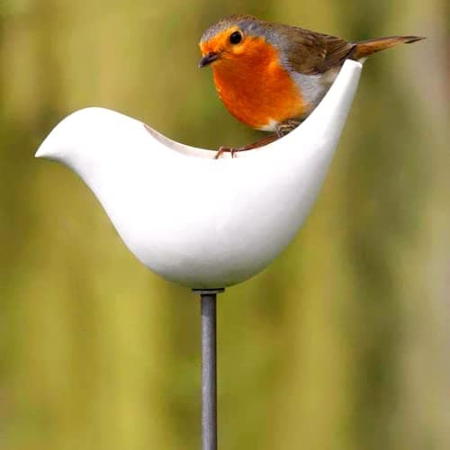 Image of Ceramic Bird Feeder – Large Garden Wild Bird Seed Feeder for Peanuts Niger Seeds Sunflower Seeds Mealworms – Stand Included (13cm x 6cm x 10cm H)