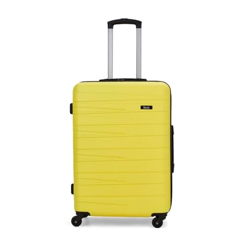 Image of Rock Seattle Medium Hard Shell Suitcase in Yellow - Refined Lines, Angular Patterns & Lightweight Design - Telescopic Handle & Impact-Resistant Material - 67x47x26cm 62L Capacity