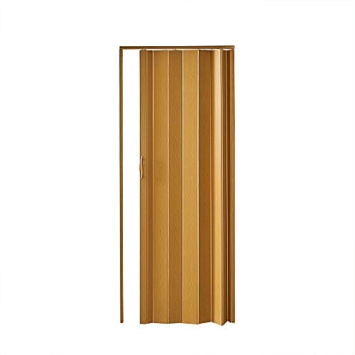 Image of Panana Folding Door Natural Pine Effect PVC Internal Accordion Concertina Sliding Door Thickness:6mm/12mm Brown/Ivory/White/Yellow (6mm, Yellow)