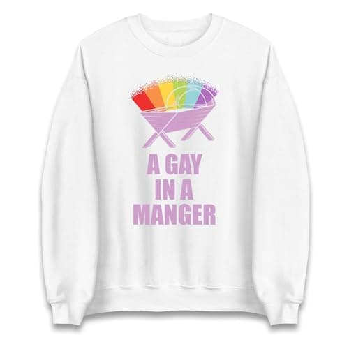 Image of A Gay in Manger Christmas Jumper, Unisex Christmas Festival Jumper White