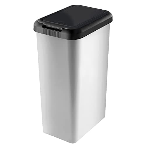 Image of Tontarelli 45L Moda Swing & Lift Silver Bin - Metal Effect - 2 in 1 Unique Lid