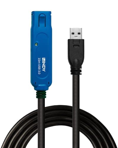 Image of Lindy 15m USB 3.0 Active Extension Cable Pro, Long Distance Repeater, Extends USB devices, PCs, Laptops, Xbox, PS4, PS5, VR Headset, Oculus Rift, Printer, Scanner, Webcam, Interactive Whiteboards