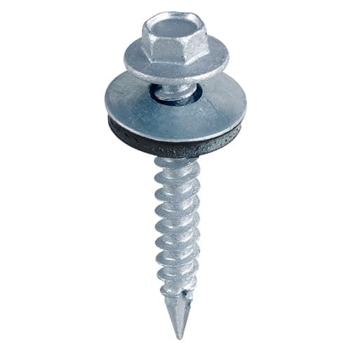Image of Timco - Slash Point Screws - Hex - for Timber - Zinc - with EPDM Washer (Size 6.3 x 45-100 Pieces)