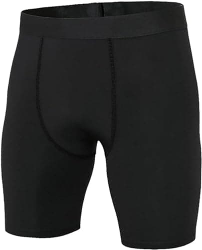 Image of Niksa Mens Compression Shorts Gym Running Sports Underwear Base Layer Shorts, Black, L
