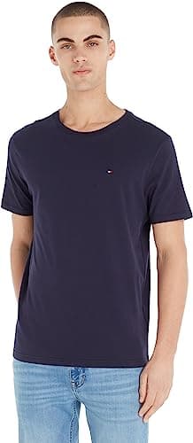 Image of Tommy Hilfiger Men's Short Sleeve Round Neck T-Shirt, Blue (Navy Blazer), M