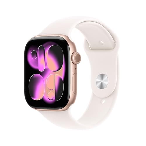 Image of Apple Watch Series 11 GPS 46mm Smartwatch with Rose Gold Aluminium Case with Light Blush Sport Band M/L. Sleep Score, Fitness Tracker, Health Monitoring, Always-On Display, Water Resistant