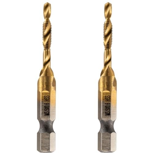 Image of Rennie Tools - Pack Of 2 - M3.5 x 0.6 Combination Drill and Tap Bit, 1/4" Hex Shank. Metric Coarse Titanium Coated HSS Spiral Flute Drilling Tapping Tool. 3.5mm x 0.6mm Pitch Drill Bit.