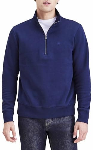 Image of Dockers Quarter Zip Fleece Sweatshirt Navy Blazer, Blazer navy, XS