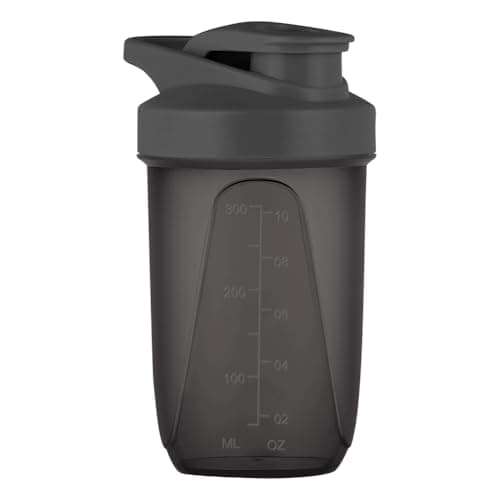 Image of Alaoo Protein Shaker Bottle, Shaker Protein Shakes Plastic with Metal Stirring Ball, Leak Proof Flip Flop Lid Shake Bottle for Fitness Sports Gym for Men and Women, 400ml, Black