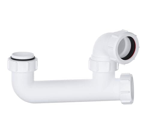 Image of PlumbEZ Bath Trap 40mm (1.1/2 Inch) Bath Trap/Shower Trap with Universal Outlet, White Shallow Bath Trap, 50mm Seal Bath Waste Pipe Solution with Cleaning