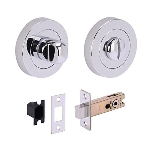 Image of HANDLEZONE® Bathroom Toilet Door Thumb Turn and Release Deadbolt Kit - Polished Chrome - 76mm Bolt with 57mm Backset