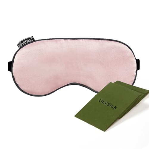 Image of LILYSILK 100% Pure Silk Sleep Mask Blindfold Natural Silk Filled Eyecover Soft Skin-Friendly Sleeping Eye Mask with Adjustable Strap for Women and Men Pink