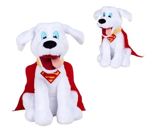 Image of Simba Toys Plush Krypto Cuddly Toy, Superman Dog, White with Red Cape, 25cm, DC Comics License