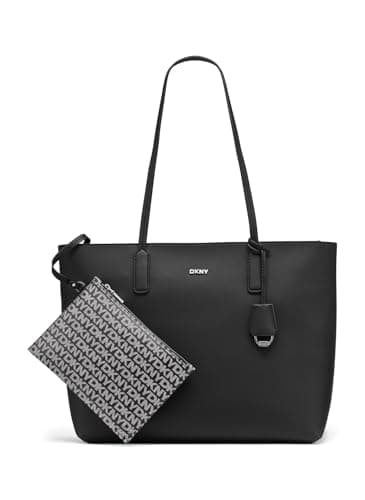 Image of DKNY Saige Ew Tz Women's Tote Handbag, Black and Silver, Rozmiar uniwersalny