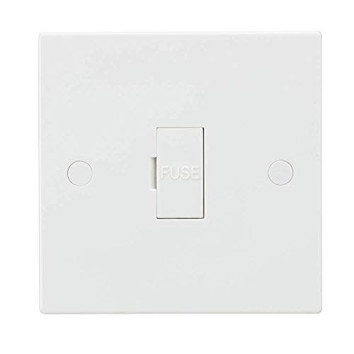 Image of Knightsbridge White Square edge Plastic 13A Fused Spur Unit with 3A Fuse Fitted