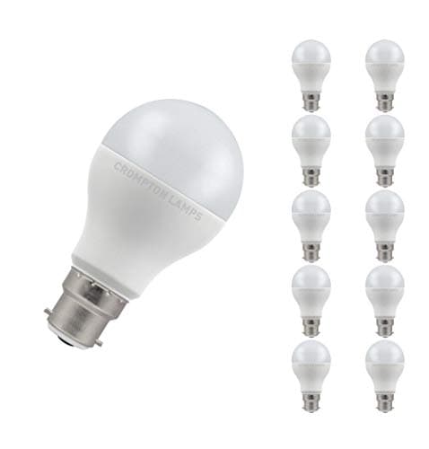 Image of Crompton Lamps LED GLS 15W BC-B22d (10 Pack) (100W Equivalent) 2700K Warm White Opal 1521lm BC Bayonet B22 Frosted Bright Multipack Light Bulbs