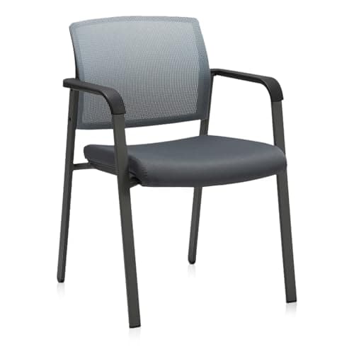 Image of CLATINA Mesh Back Stacking Arm Chairs with Upholstered Fabric Seat and Ergonomic Lumbar Support Stackable Desk Chair for Office School Classroom Church Home Guest Reception Meeting Conference, Grey