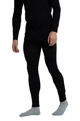 Image of Mountain Warehouse Mens Merino Thermal Base Layer Trousers - Lightweight Mens Pants, Antibacterial, Breathable Bottoms - for Camping in Black L