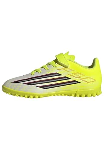 Image of adidas Unisex Kids F50 Club Hook & Loop Turf Football Shoes Kids, Team Solar Yellow 2/core Black/Lucid red, 5.5 UK