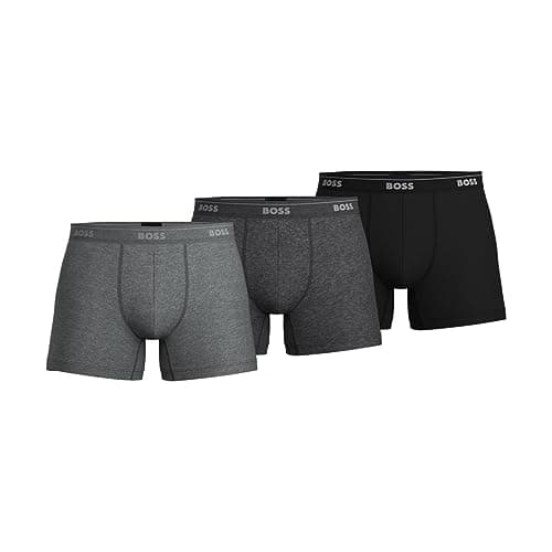 Image of BOSS Men's 3-Pack Cotton Boxer Brief, Multi Grey/Charcoal/Black, S (Pack of 3)
