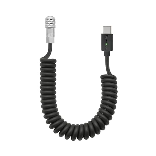 Image of USB-C Type-C PD to Weipu 2-Pin Coiled Power Cable with Power Indicator suitable for Blackmagic Pocket Cinema Camera 4K/6K, 59"