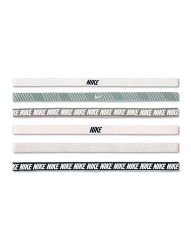 Image of Nike Men's Flex Classic Headbands Printed 6 Pack Headbands Running Fitness Training Sports Hairband Set Elastic, Light Soft Pink/Light Army/White, One Size