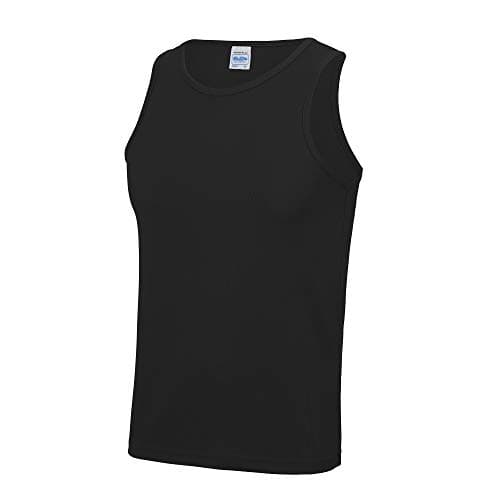 Image of Just Cool Mens Sports Gym Plain Tank / Vest Top (S) (Jet Black)