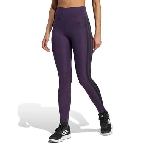 Image of Adidas Womens Optime Essentials 3-Stripes 7/8 Training Leggings, Aurora Plum/Black, M