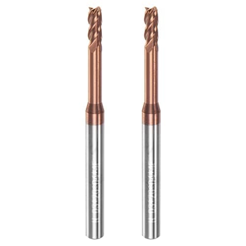 Image of sourcing map 2pcs Square Nose End Mill 4mm Shank 3mm x 20mm AlTiSin Coated Solid Carbide Long Reach Extended Neck 4 Flutes CNC Router Bit Milling Cutter for Stainless Steel Hardened Steel
