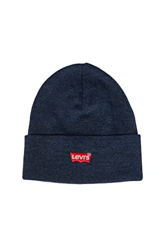 Image of Levi's Men's Red Batwing Embroidered Slouchy Beanie, Blue (Navy Blue 17), One Size