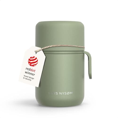 Image of LARS NYSØM Stainless Steel Vacuum Insulated Food Jar - Leakproof Lunch Pot & Lunch Jar for Hot and Cold Food, Wide Mouth Food Jar, Portable Soup Container for Work & Travel (Sage Green, 500ml)
