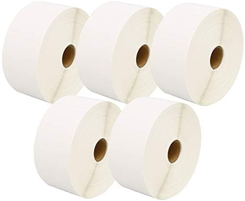 Image of 5,000 Compatible Zebra 52mm x 38mm White Direct Thermal Labels (1000 Labels per Roll) for Zebra Type Printers - Five Rolls