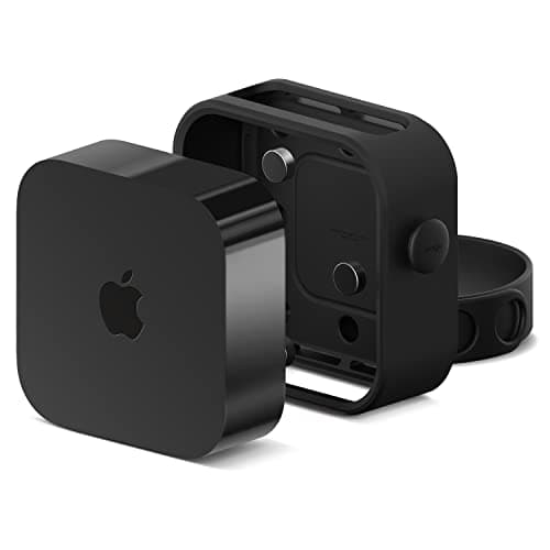 Image of elago Multi Mount Compatible with Apple TV 4K 3rd Generation (2022) - 3 Mounting Options : Magnet, Screw, Strap, Easy Installation, Prevents overheating (Black)