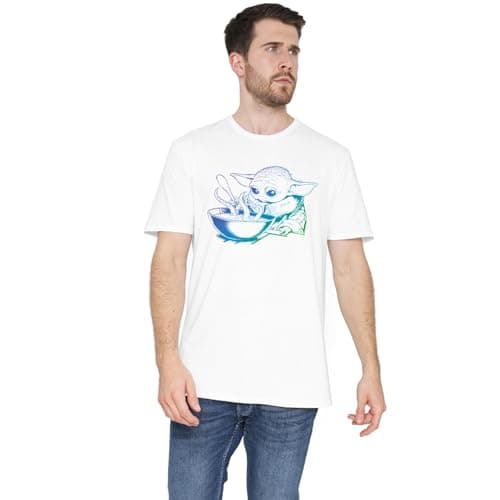 Image of Cotton Soul Star Wars Mandalorian Grogu Baby Yoda Gradient Unisex T Shirt, White, Medium