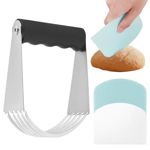 Image of Dough Blender Stainless Steel, Pastry Cutter Pastry Blender with Dough Scraper, Multi-Purpose Butter Blender Hand Dough Mixer, Flour Blender for Pie Crust and Cake