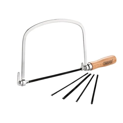 Image of Draper Coping Saw | 6 Piece Assorted Blades | Chrome Platted Frame Saw | 360° Turning Blade | Wooden Handle Table Saw| 18052