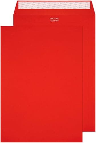 Image of Blake Creative Colour C4 229 x 324 mm 120 gsm Peel & Seal Pocket Envelopes (63406P) Pillar Box Red - Pack of 10