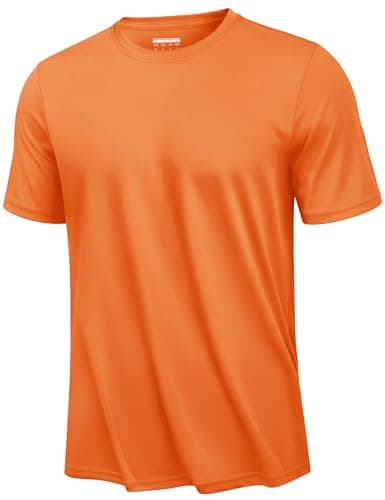 Image of KEFITEVD T-Shirt UV Protection for Men Lightweight Quick Dry Short Sleeve Tops for Casual Golf Gym Exercise,Orange,XL