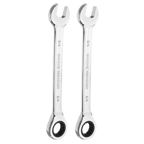 Image of sourcing map 2pcs Ratcheting Wrench 3/4 Inch Box and Open End 45# Carbon Steel Chromium Plated 12-Point 72-Teeth Combination Wrench for Home Auto Repair Machine Maintenance