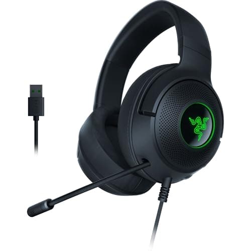 Image of Razer Kraken V3 X USB Wired USB Gaming Headset (Ultra Light with 285 g, Triforce 40 mm Driver, HyperClear Cardioid Microphone, 7.1 Surround Sound, Chroma RGB) Black