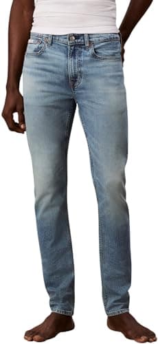 Image of Calvin Klein Men's Slim Taper Dispatcher Jean LV04RE700G Jeans, Blue (Dispatcher), 34W / 32L