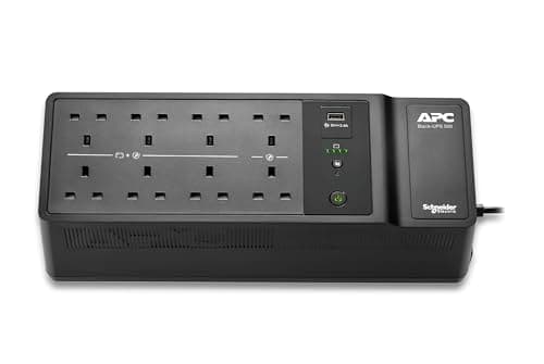 Image of APC UPS for Home, 500VA UPS Battery Backup with AVR, 8x British BS1363A outlets (1) USB Charger Port, Back-UPS Uninterruptible Power Supply BE500G2-GR