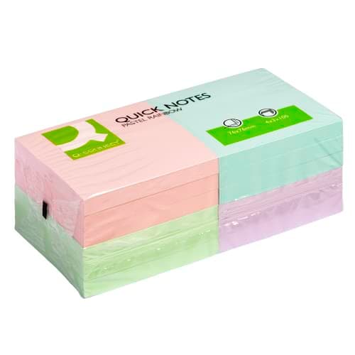 Image of Q-Connect Quick Notes 76x76mm Pastel (Pack of 12)
