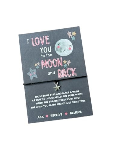 Image of Love you to the moon and back gift | Love you to the moon and back wish bracelet | Anniversary card | Present for Paper anniversary